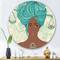 Designart - Portrait of Afro American Woman With Blue Hair I - Modern Metal Circle Wall Art